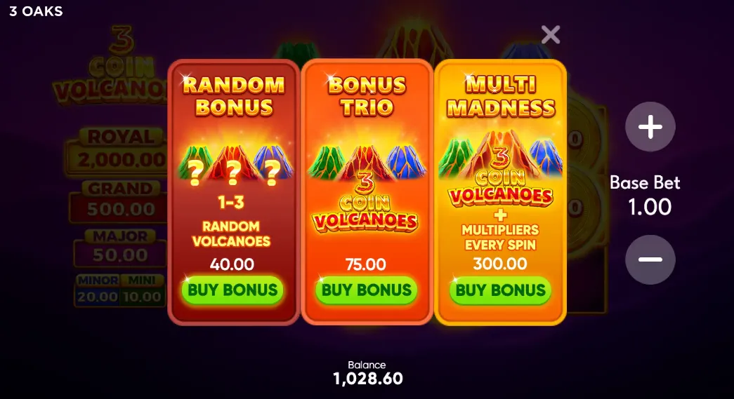 3 Coin Volcanoes Bonus Buy
