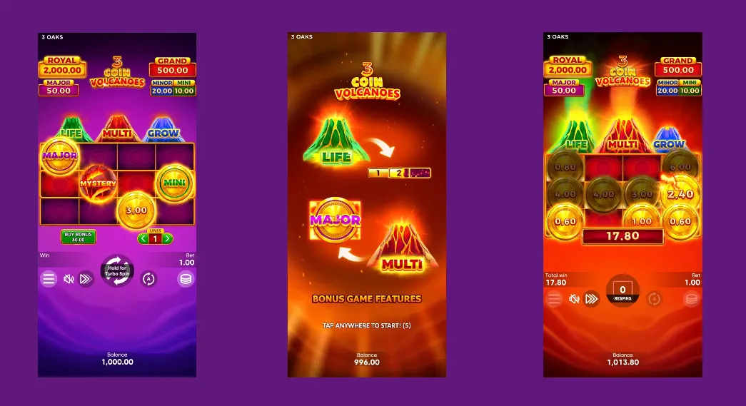 3 Coin Volcanoes on the Phone